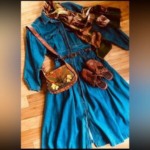 American Made Denim Dress – Button Front, Full Skirt 🇺🇸